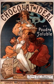 Chocolat Ideal 1897 Tschechisch Jugendstil Alphonse Mucha Ölgemälde